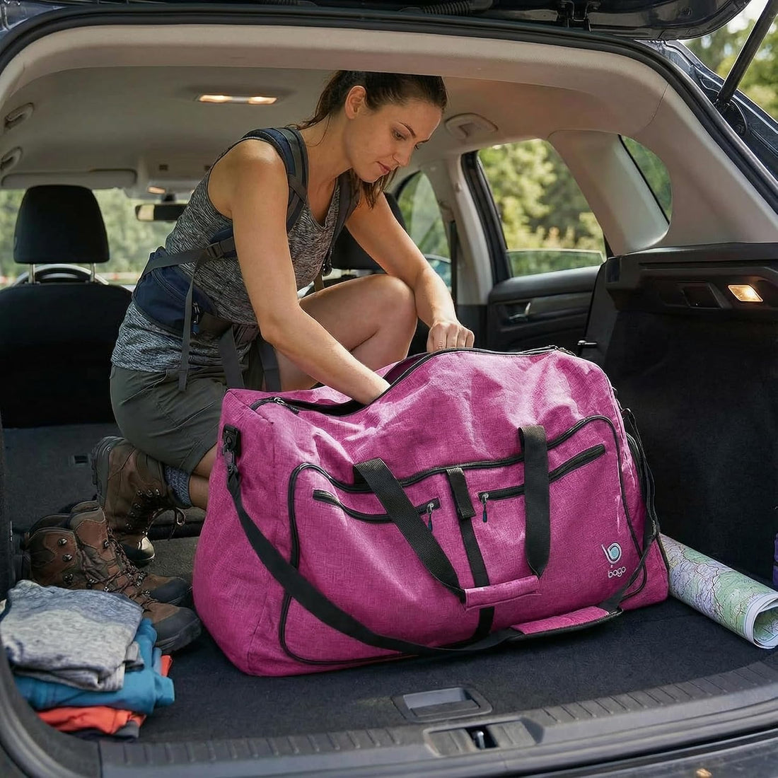 Large Duffle Bag for Travel Women & Men. Durable Lightweight Foldable Travel Duffel Bags for Traveling Women. 60L Duffle Bags for Overnight Bag with Shoe Compartment Collapsible Weekender Duffel