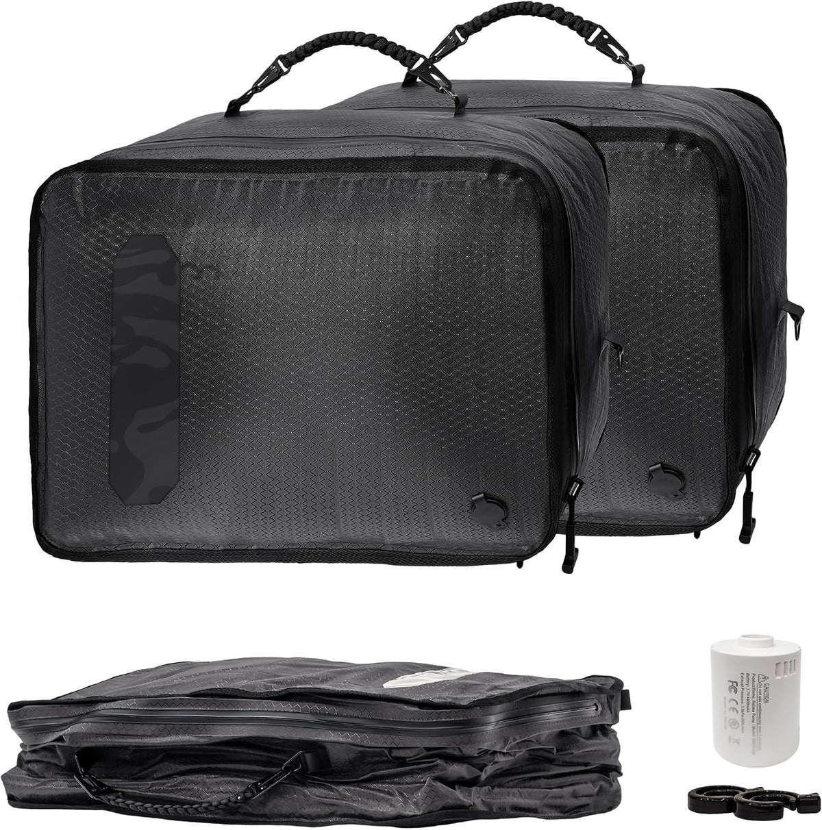 Travel Vacuum Bags with Pump, IP68 Waterproof Reusable Vacuum Seal Bags for Clothing Travel, 46L Compression Bags for Carry on Suitcases and Backpack (2 Pack+Pump)