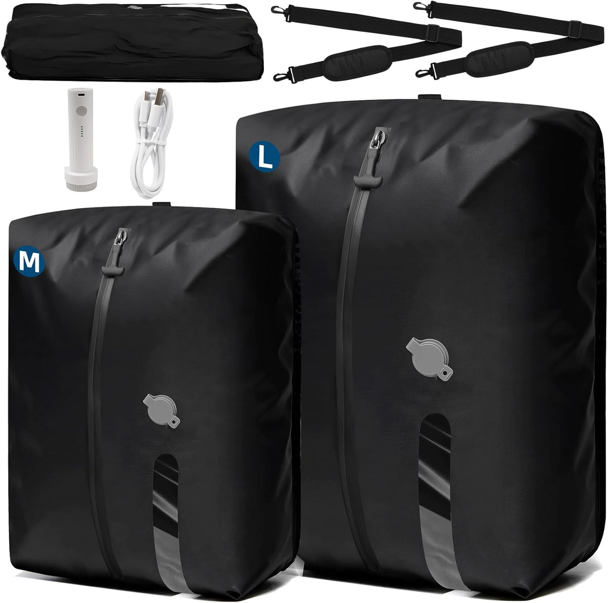 Travel Vacuum Bags with Pump,Space Saver Vacuum Storage Bags, Ip67 Waterproof,Airless Vacuum Kit Travel Carry on Suitcase and Backpack (2 Pack+Pump)