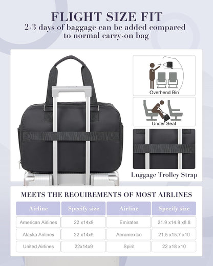 Vacuum Travel Bag with Air Pump Expandable Seal Compression Personal Item Carry on Bags for Airlines Travel Duffle Bags for Women Weekender Overnight Bag Sports Gym Tote Bag Black