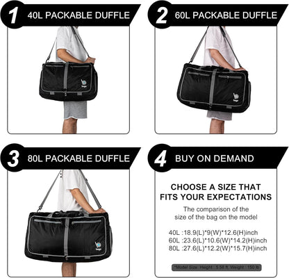 Large Duffle Bag for Travel Women &amp; Men. Durable Lightweight Foldable Travel Duffel Bags for Traveling Women. 60L Duffle Bags for Overnight Bag with Shoe Compartment Collapsible Weekender Duffel