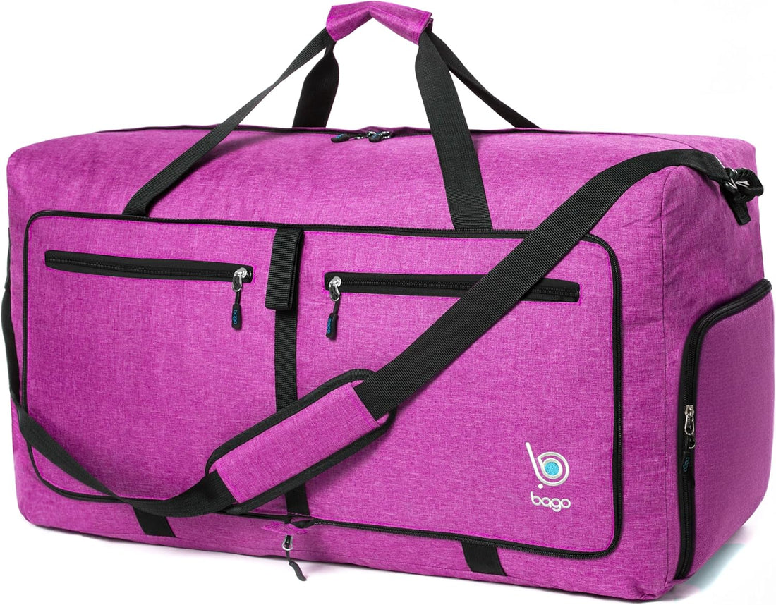 Large Duffle Bag for Travel Women & Men. Durable Lightweight Foldable Travel Duffel Bags for Traveling Women. 60L Duffle Bags for Overnight Bag with Shoe Compartment Collapsible Weekender Duffel