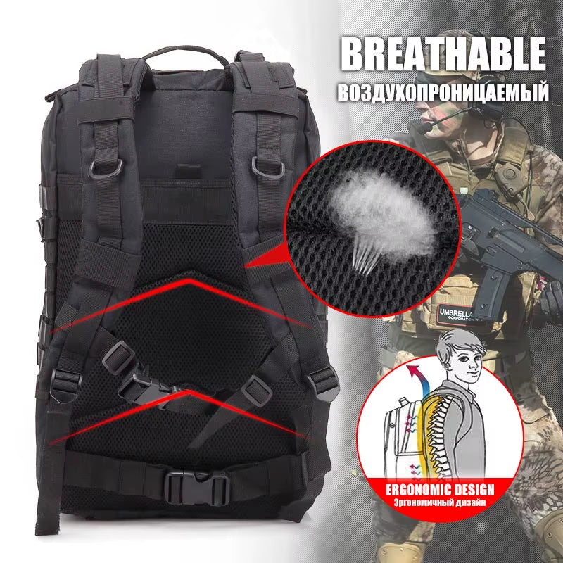 50L Man Tactical Backpacks Outdoor Traveling Bags Outdoor 3P School Pack EDC Molle Pack for Trekking Hunting Bag