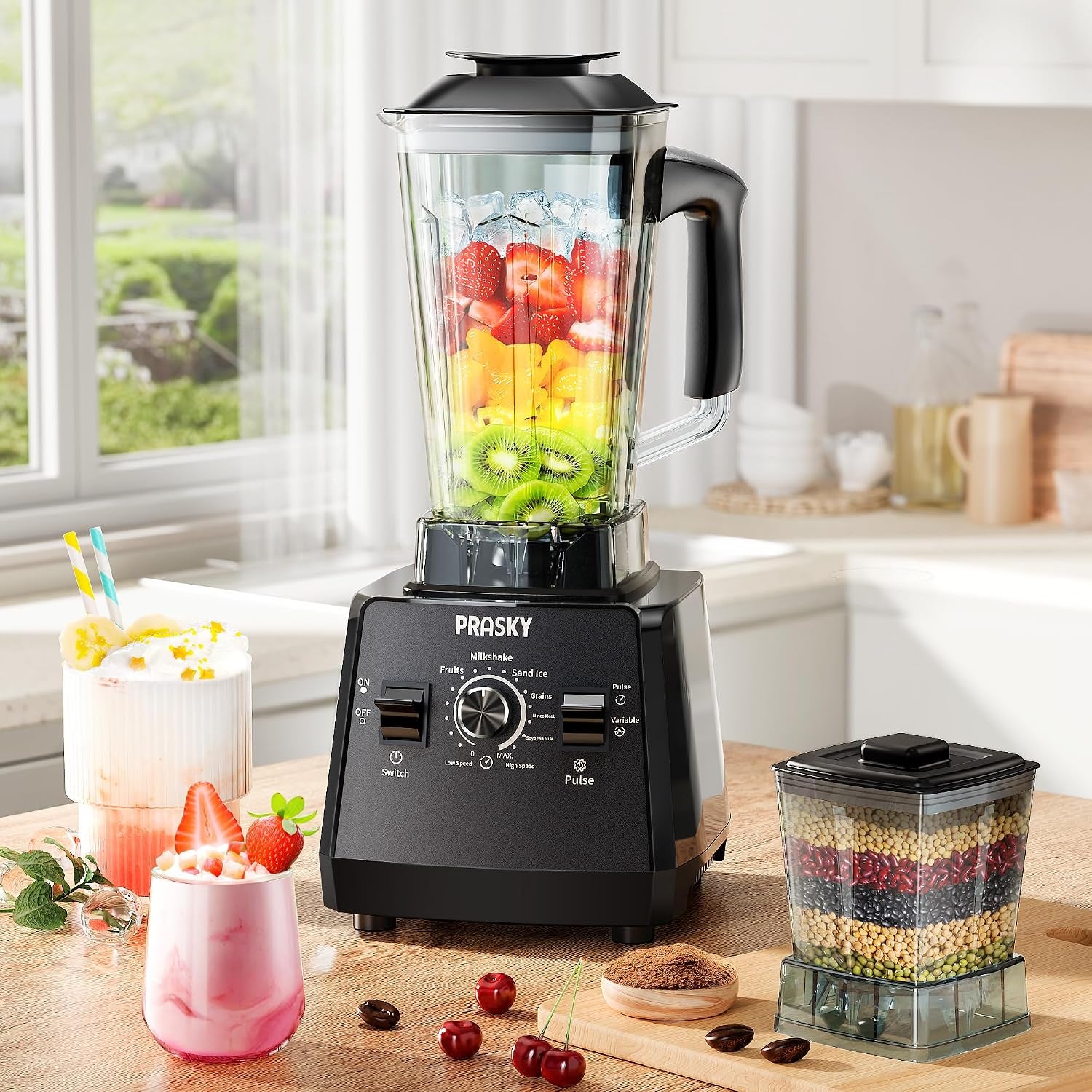 Smoothies Blender, Max.2400W/1000W  Professional Blender, 68Oz | 2L, BPA Free Countertop Blenders, 25000RPM Powerful, 2 Containers, Kitchen Blender & Grinder Combo, Ice Crushing/Juice/Shake