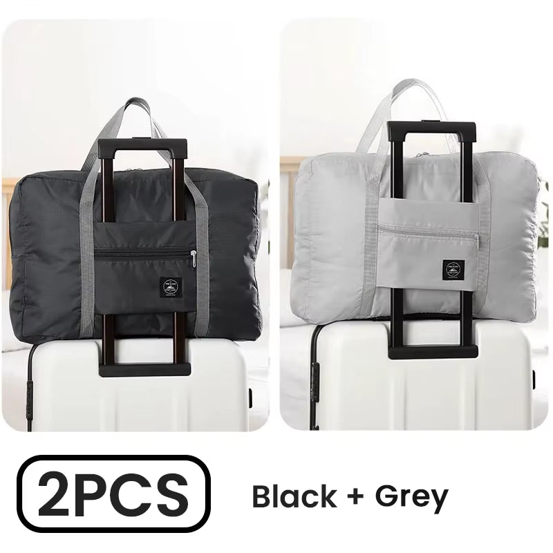 2 Pack Foldable Travel Duffel Bag for Airlines Carry on Bag Weekender Overnight Hospital Tote Bag Gym Duffel Bag Women Men