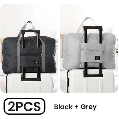 2 Pack Foldable Travel Duffel Bag for Airlines Carry on Bag Weekender Overnight Hospital Tote Bag Gym Duffel Bag Women Men