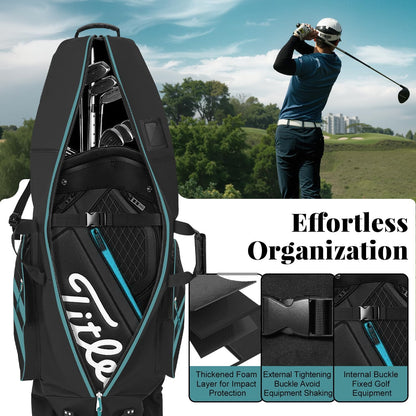 Golf Travel Bag with Wheels, Outdoors Heavy Duty 900D Polyester Waterproof Travel Golf Bags, Golf Travel Bags for Airlines, Transporting, Clubs