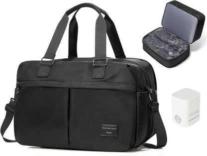 Vacuum Travel Bag with Air Pump Expandable Seal Compression Personal Item Carry on Bags for Airlines Travel Duffle Bags for Women Weekender Overnight Bag Sports Gym Tote Bag Black