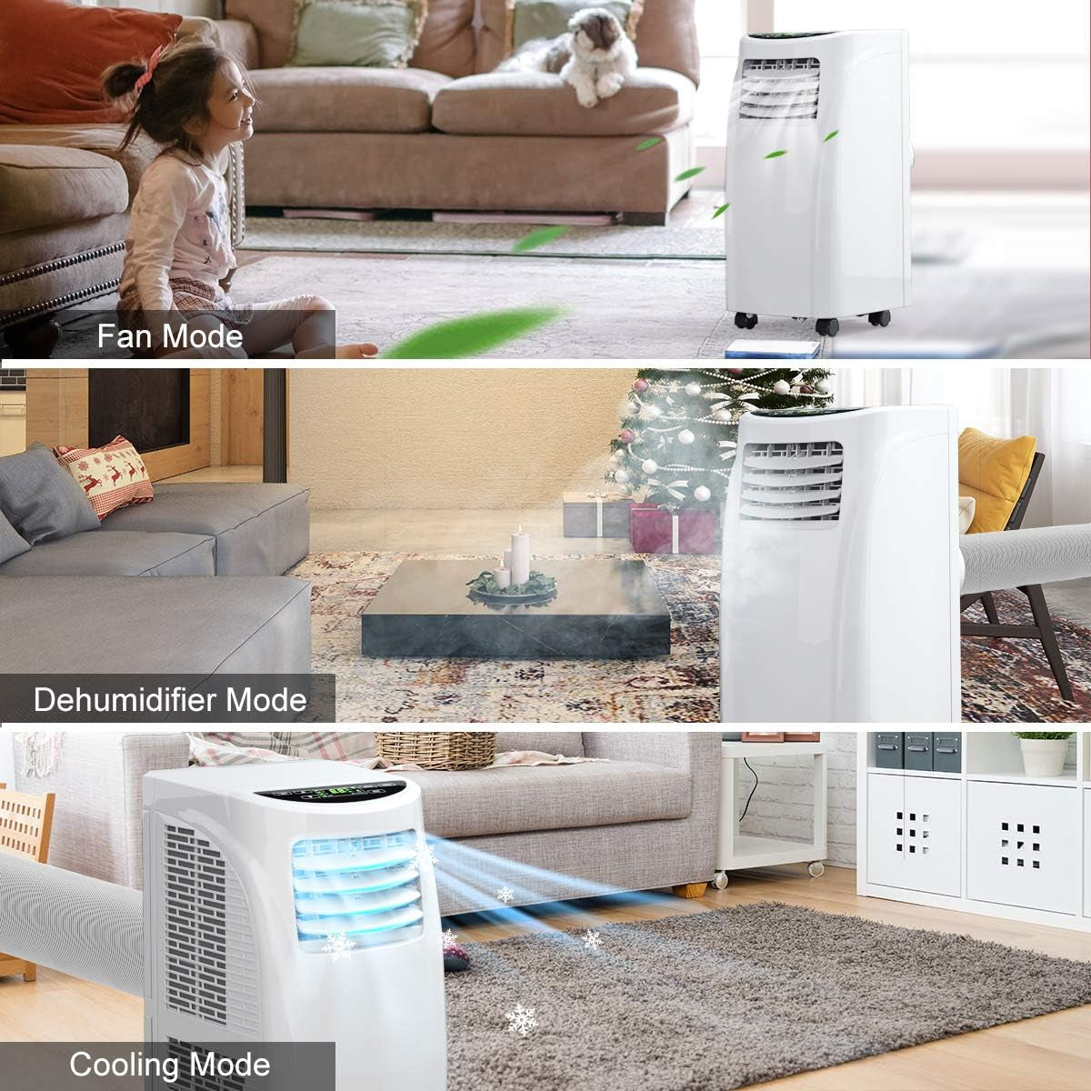 Portable Air Conditioner, Mini Air Conditioner with LCD Display, Mini Air Conditioner with Remote Control, Portable Air Conditioner for Home Office Use - White