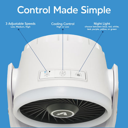 Ice Jet X3 Air Cooler, 3 Speed Portable Cooler with LED, Lightweight & Compact Space Cooler