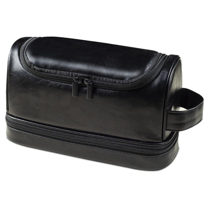 Large Hanging Toiletry Cosmetic Travel Bags for Men Women Leather Travel Bags with Hanging Hook Toiletries Bathroom Shaving Bags