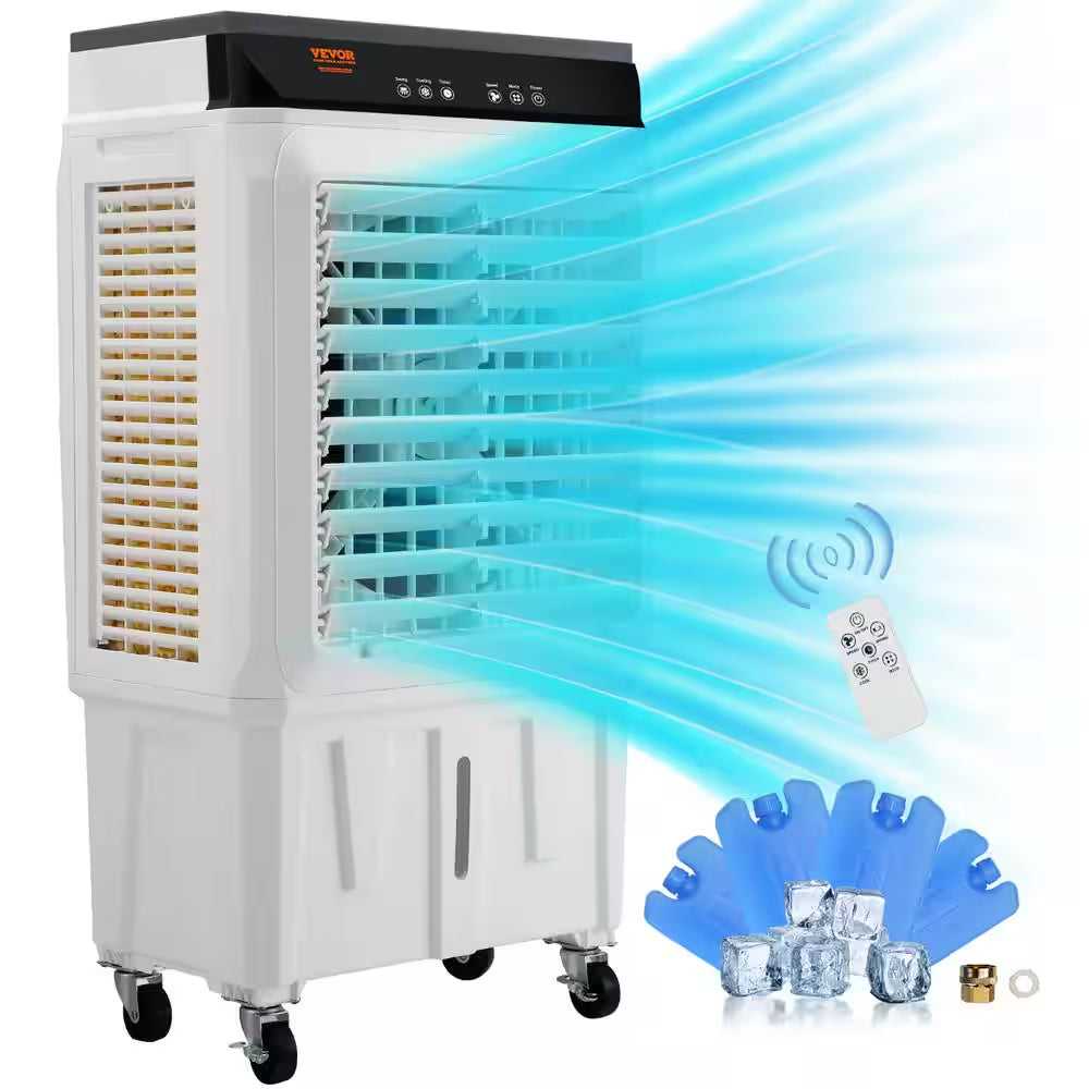 Evaporative Air Cooler 2100 CFM 135° Oscillating Swamp Cooler with 12 H Timer, 7 Gal. Portable Air Cooler