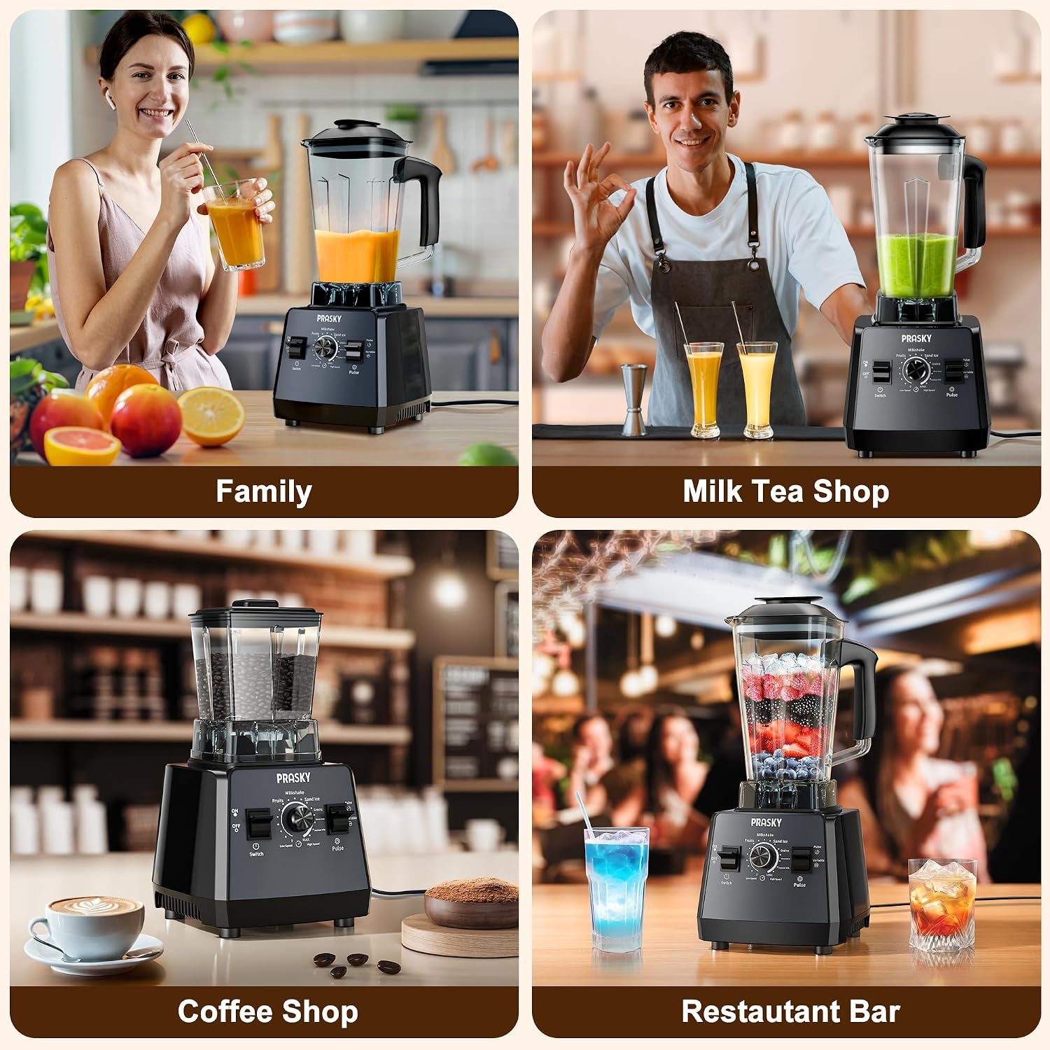 Smoothies Blender, Max.2400W/1000W  Professional Blender, 68Oz | 2L, BPA Free Countertop Blenders, 25000RPM Powerful, 2 Containers, Kitchen Blender & Grinder Combo, Ice Crushing/Juice/Shake