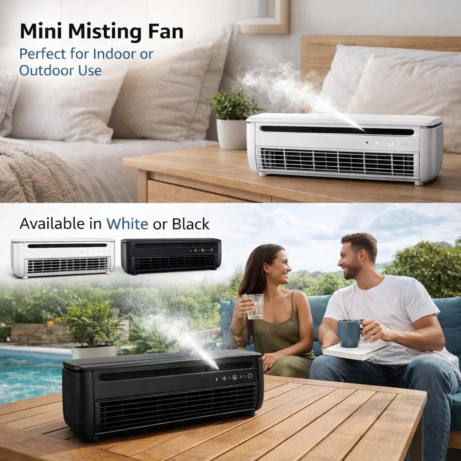 Mini Air Conditioner with Remote, Wireless Air Conditioner Cooling Mist Fan, Small Wall Air Conditioner No Window No Drill, 3 Speed Evaporative AC for Home Office(White)