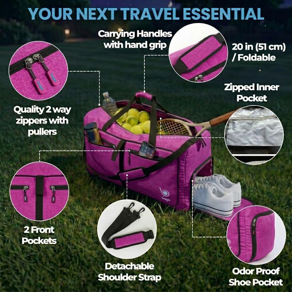 Large Duffle Bag for Travel Women &amp; Men. Durable Lightweight Foldable Travel Duffel Bags for Traveling Women. 60L Duffle Bags for Overnight Bag with Shoe Compartment Collapsible Weekender Duffel