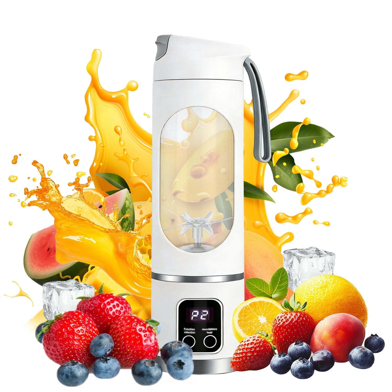 Portable Blender 450ML Type-C Rechargeable Personal Smoothie Blender, 12-Blade Portable Juicer Blender for Smoothies & Shakes, Mini Portable Juicer Travel Blender for Gym, Office & Outdoor