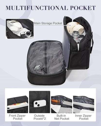 Vacuum Travel Bag with Air Pump Expandable Seal Compression Personal Item Carry on Bags for Airlines Travel Duffle Bags for Women Weekender Overnight Bag Sports Gym Tote Bag Black