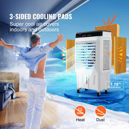 Evaporative Air Cooler 2100 CFM 135° Oscillating Swamp Cooler with 12 H Timer, 7 Gal. Portable Air Cooler