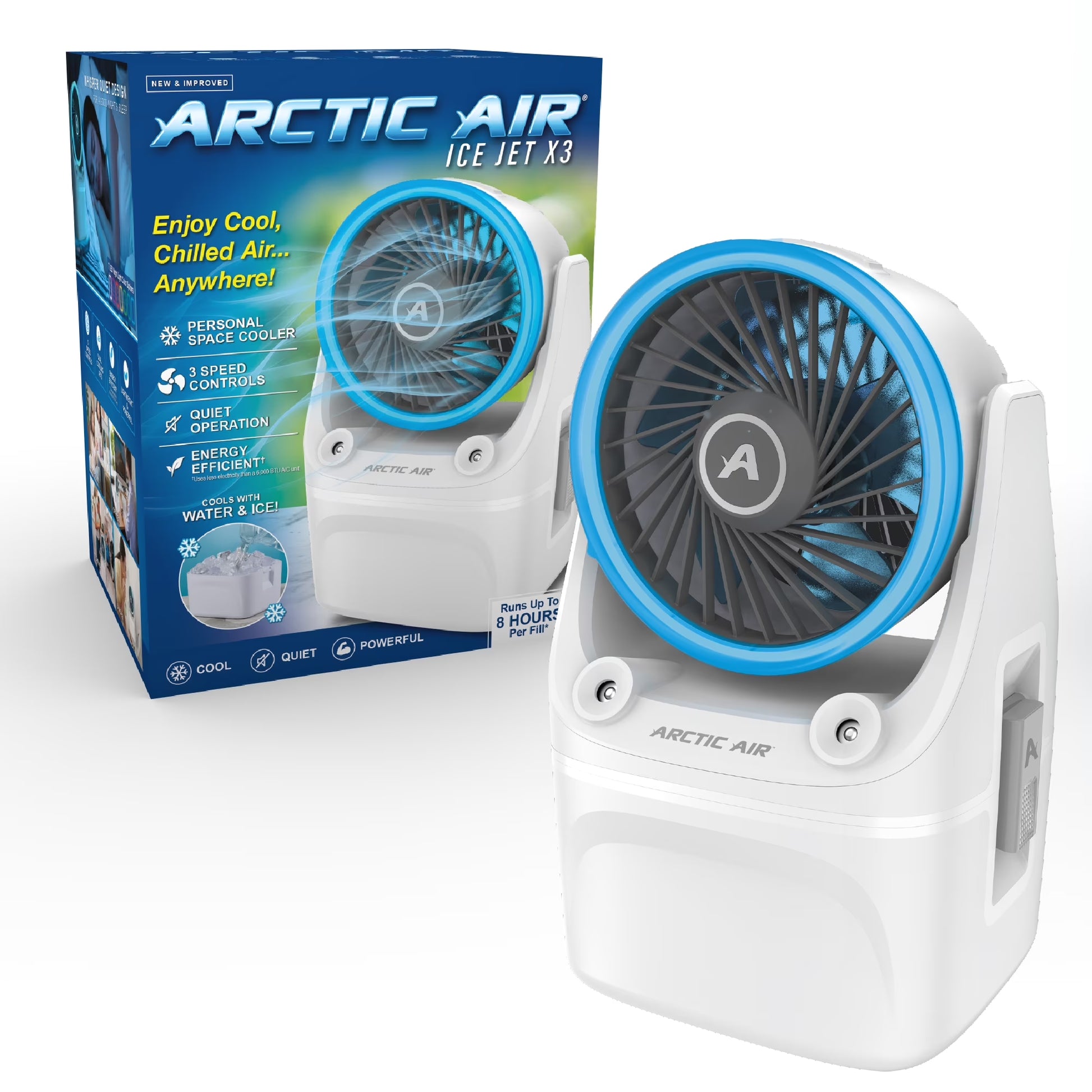 Ice Jet X3 Air Cooler, 3 Speed Portable Cooler with LED, Lightweight & Compact Space Cooler