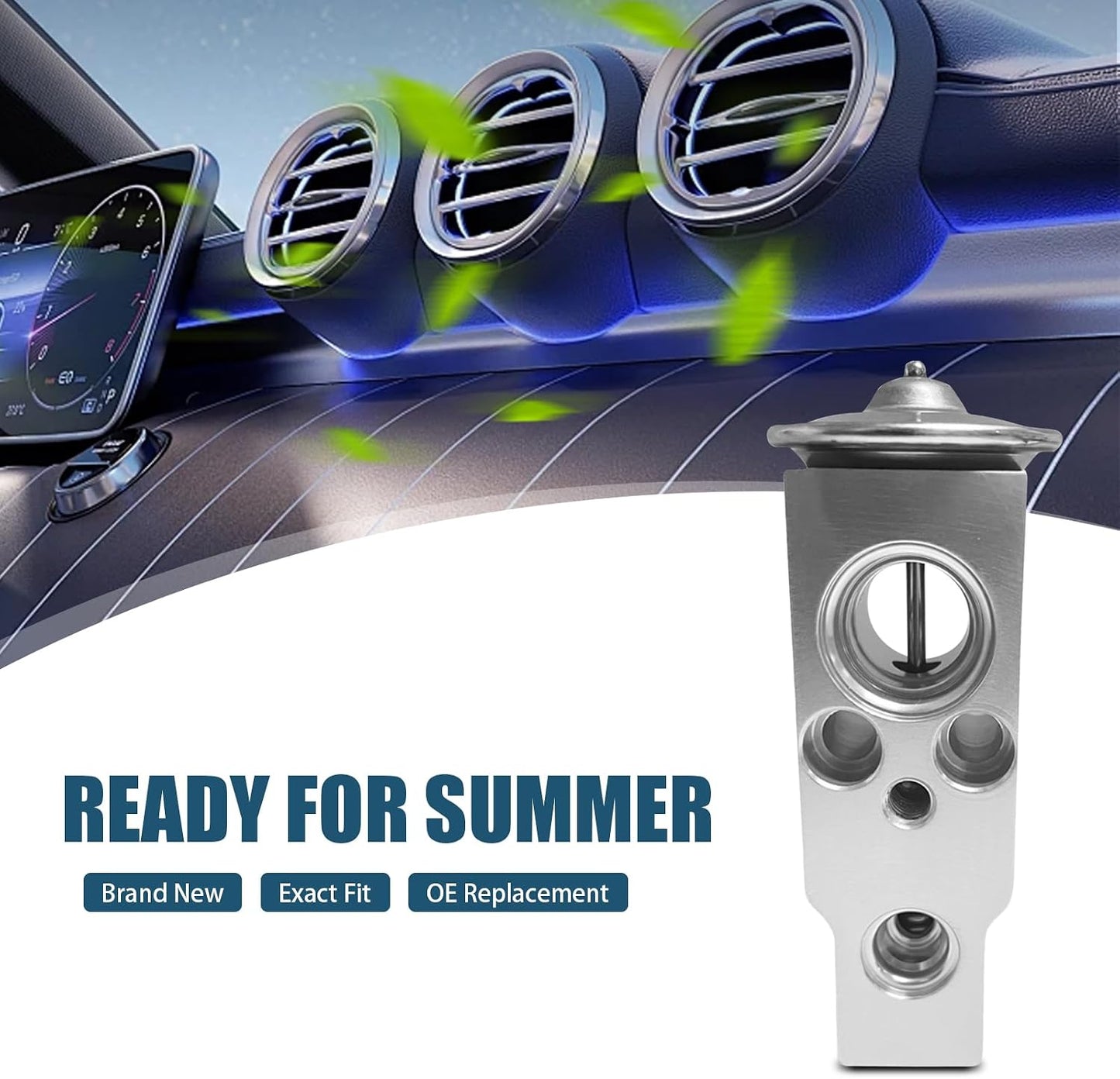 1 PC Car Air Conditioner Expansion Valve, Metal Steam Engine Air Conditioner Valve, Car Air Conditioner Spare Parts, Universal for Most Cars (Silver)