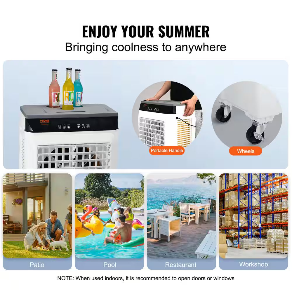 Evaporative Air Cooler 2100 CFM 135° Oscillating Swamp Cooler with 12 H Timer, 7 Gal. Portable Air Cooler