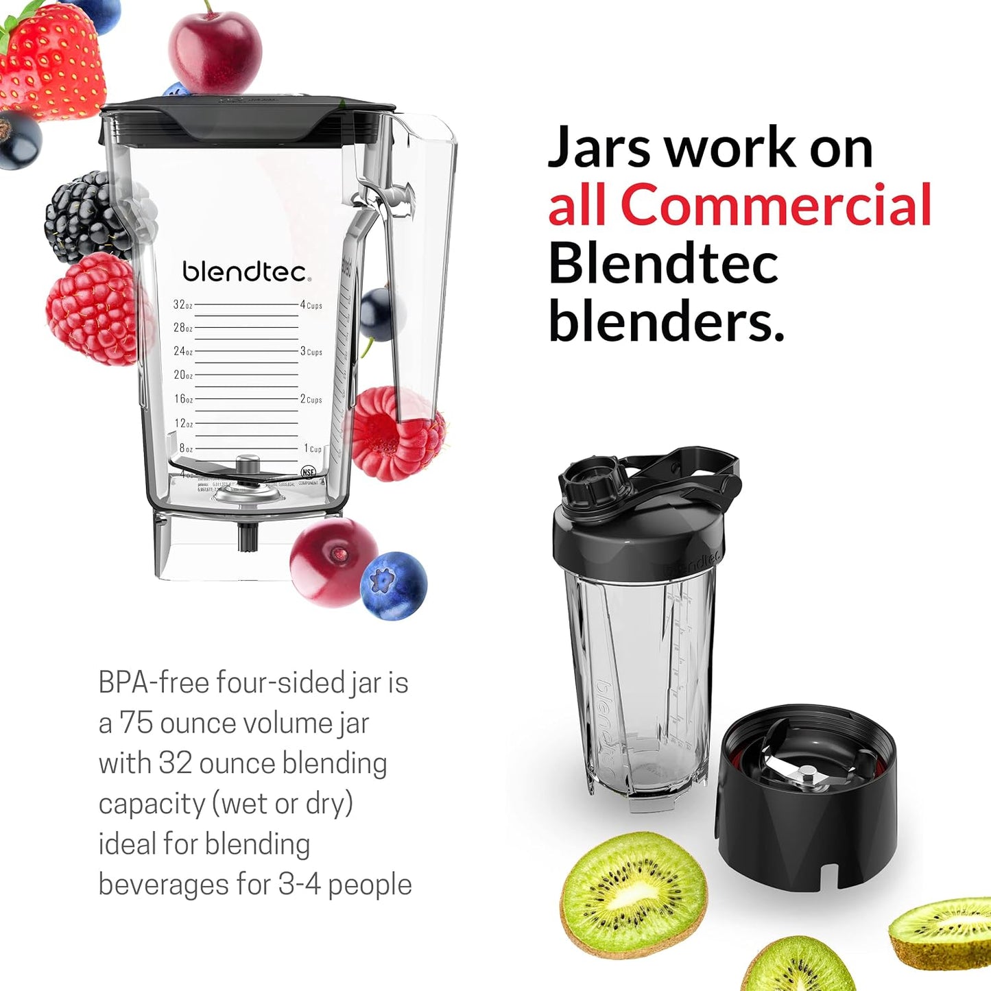 Total Blender Classic (Black) & 75Oz* Fourside Jar | Powerful and Reliable Kitchen Blender; 10 Speeds with Pulse; Six Preprogrammed Cycles for One Touch Consistent Blends