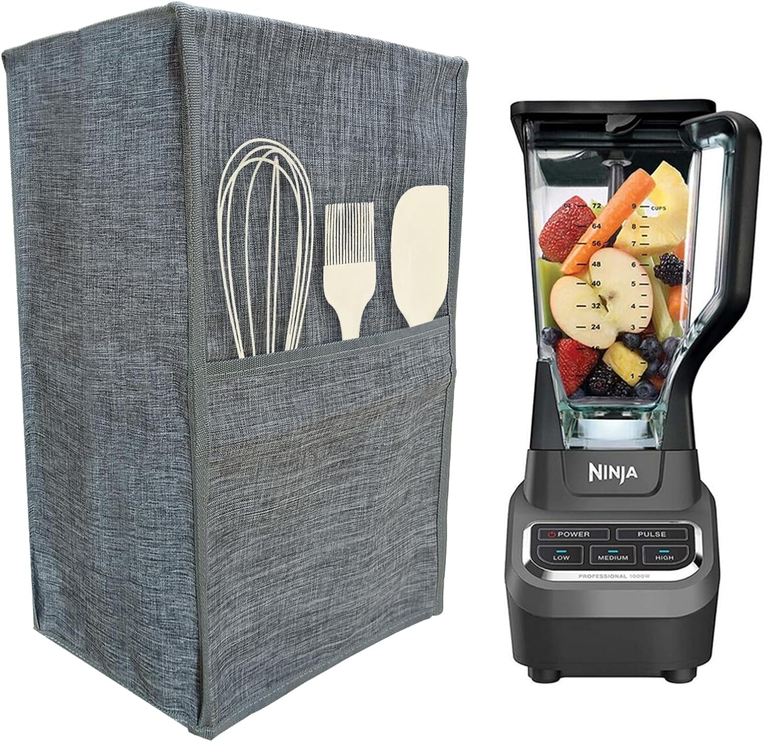 Kitchen Blender Cover,Dust-Proof Organizer Quilted Blender Covers Kitchen Mixer Protector,Blender Dust Cover with Accessory Pocket