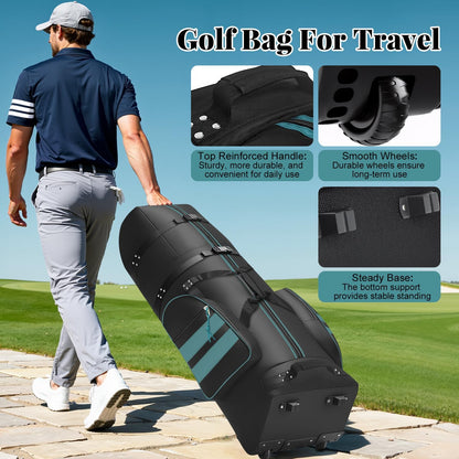 Golf Travel Bag with Wheels, Outdoors Heavy Duty 900D Polyester Waterproof Travel Golf Bags, Golf Travel Bags for Airlines, Transporting, Clubs