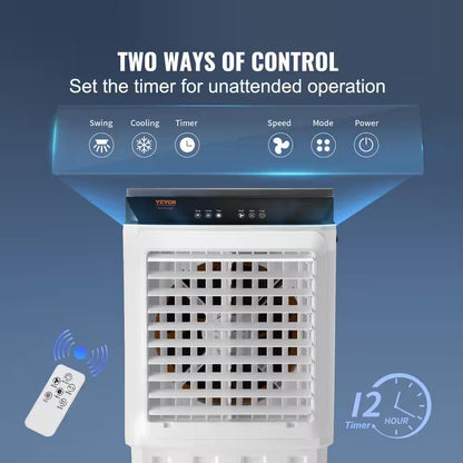 Evaporative Air Cooler 2100 CFM 135° Oscillating Swamp Cooler with 12 H Timer, 7 Gal. Portable Air Cooler