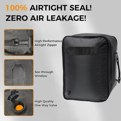 Travel Vacuum Bags with Pump, IP68 Waterproof Reusable Vacuum Seal Bags for Clothing Travel, 46L Compression Bags for Carry on Suitcases and Backpack (2 Pack+Pump)