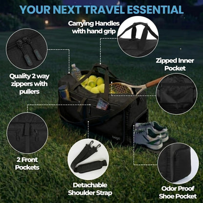 Large Duffle Bag for Travel Women &amp; Men. Durable Lightweight Foldable Travel Duffel Bags for Traveling Women. 60L Duffle Bags for Overnight Bag with Shoe Compartment Collapsible Weekender Duffel